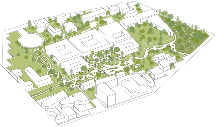 Innovation District: green spaces diagram | Jacob Bley Griffiths