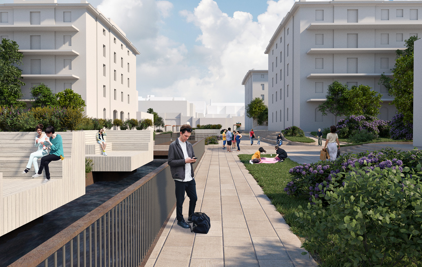 Trieste Porto Vecchio: perspective of the main axis | Jacob Bley Griffiths